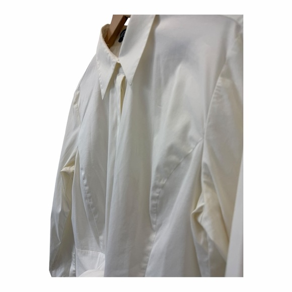 Lafayette 148 New York Cream Button-Down Shirt | Minimalist | Scandi Girl - Picture 4 of 10